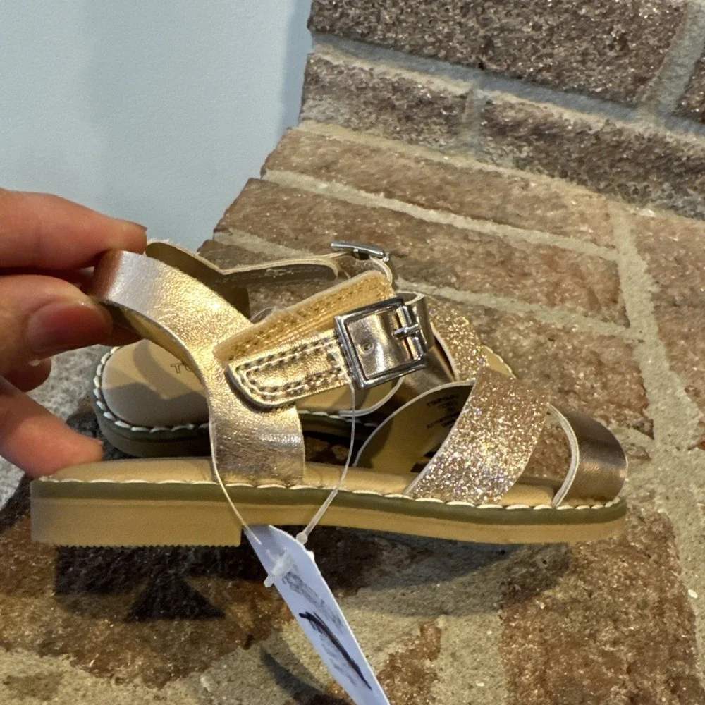 Tucker + Tate Arya Girls Cross Strap Rose Gold 5D Glitter Faux‎ Leather #0023